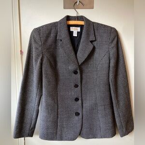 Talbots Black and White Checkered Blazer with Belt